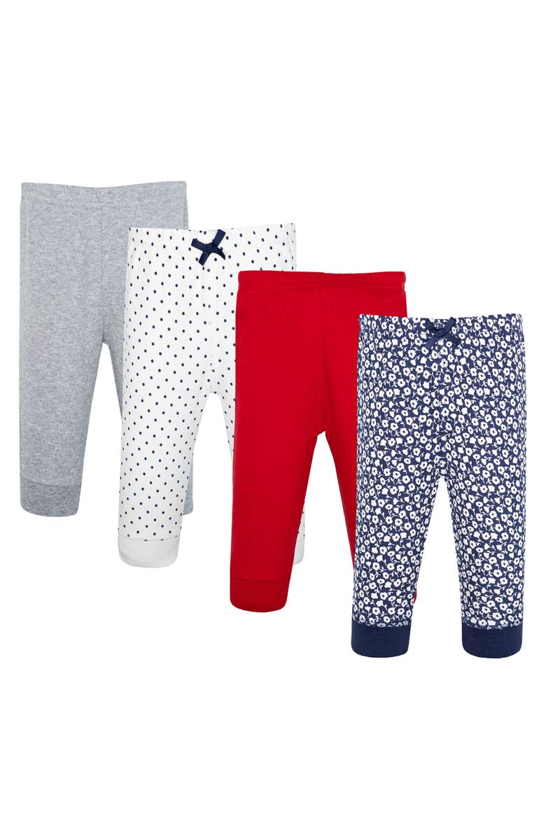 Hudson Baby Pack of 4 Collection of Versatile Pants Bottoms, Main, color, Navy Ditsy Floral