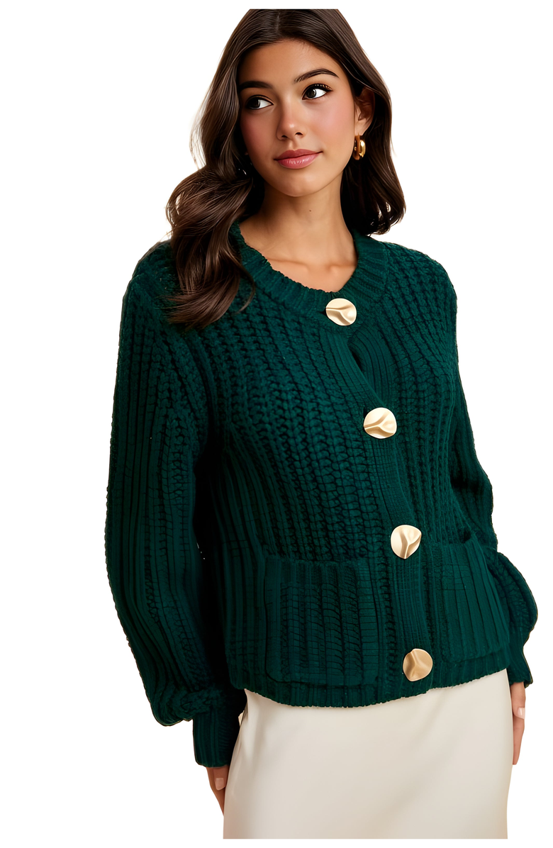 Knit and Lounge Chunky Knit Oversized Button Cardigan, Alternate, color, 