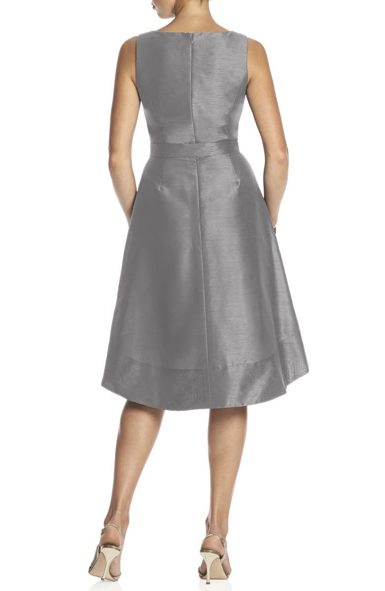 Alfred Sung Satin High/Low Fit & Flare Dress, Alternate, color, 