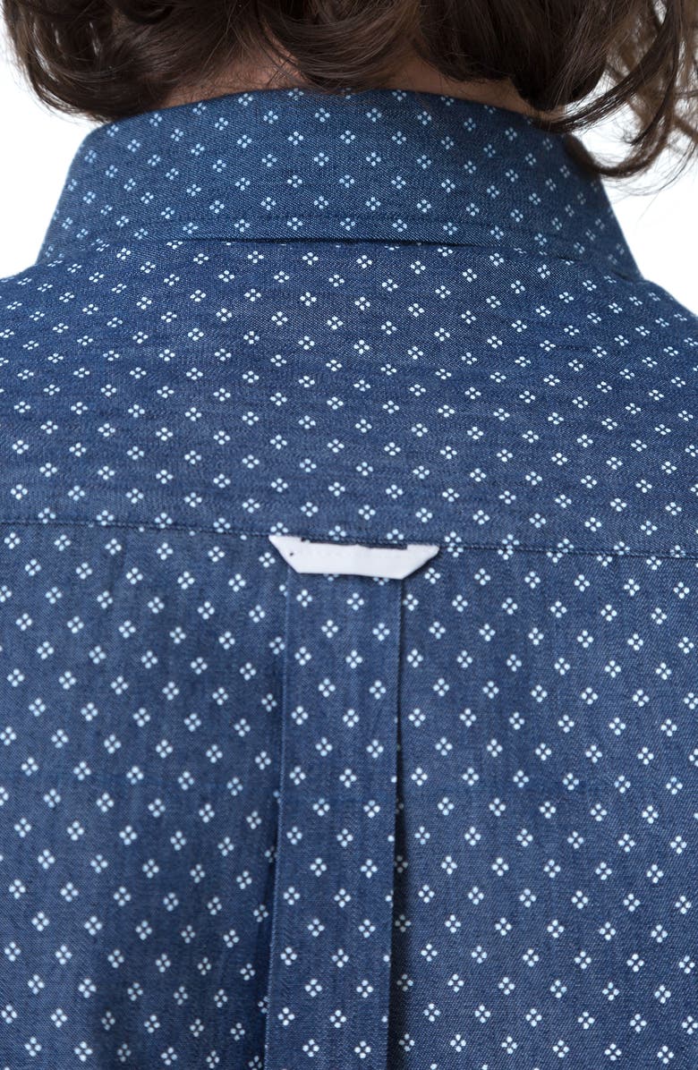 7 Diamonds Livewire Trim Fit Print Short Sleeve Woven Shirt, Alternate, color, Navy