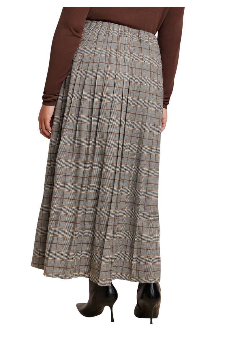 Maxi Pleated Skirt With Buckle Detail And Slit, Alternate, color, GREY PLAID