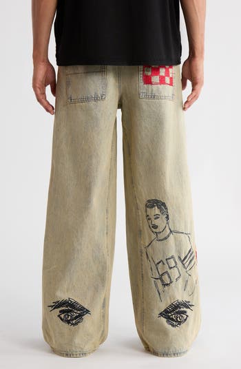 Doodle Distressed Wide Leg Jeans