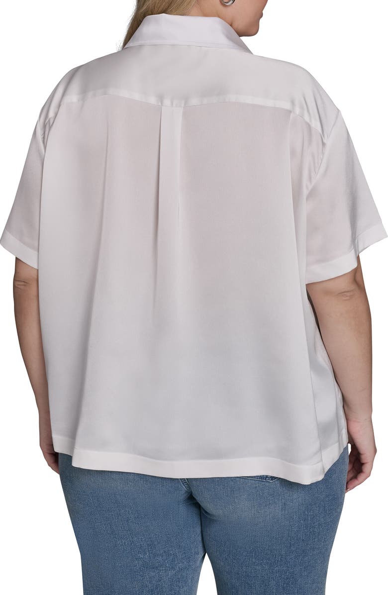 KARL LAGERFELD PARIS Floral Placement Print Button-Up Shirt, Alternate, color, Soft White Multi