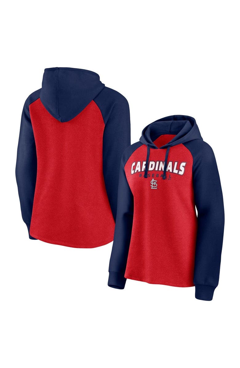 FANATICS Women's Fanatics Branded Red/Navy St. Louis Cardinals Recharged Raglan Pullover Hoodie, Main, color, Navy