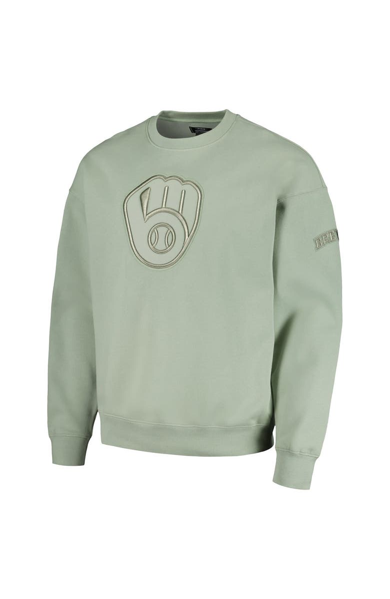 PRO STANDARD Men's Pro Standard Green Milwaukee Brewers Neutral Drop Shoulder Pullover Sweatshirt, Alternate, color, 