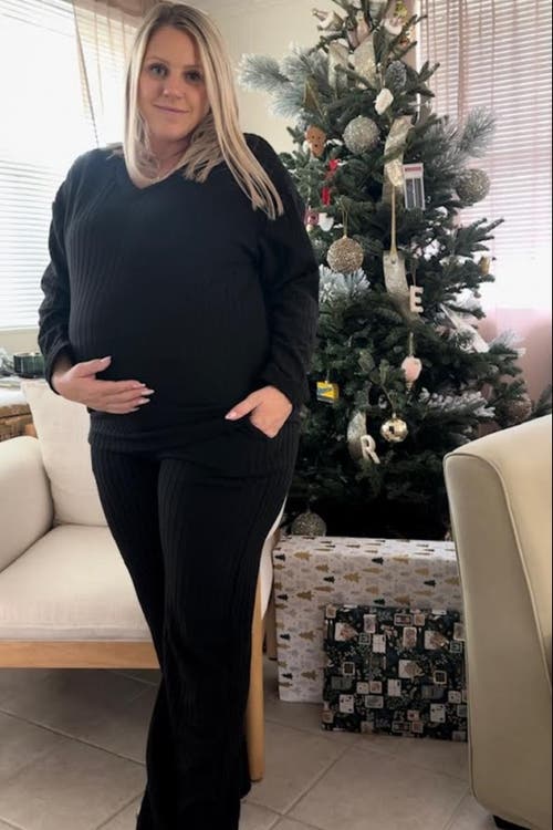 Pinkblush Ribbed Soft Knit Long Sleeve Pajama Set In Multi