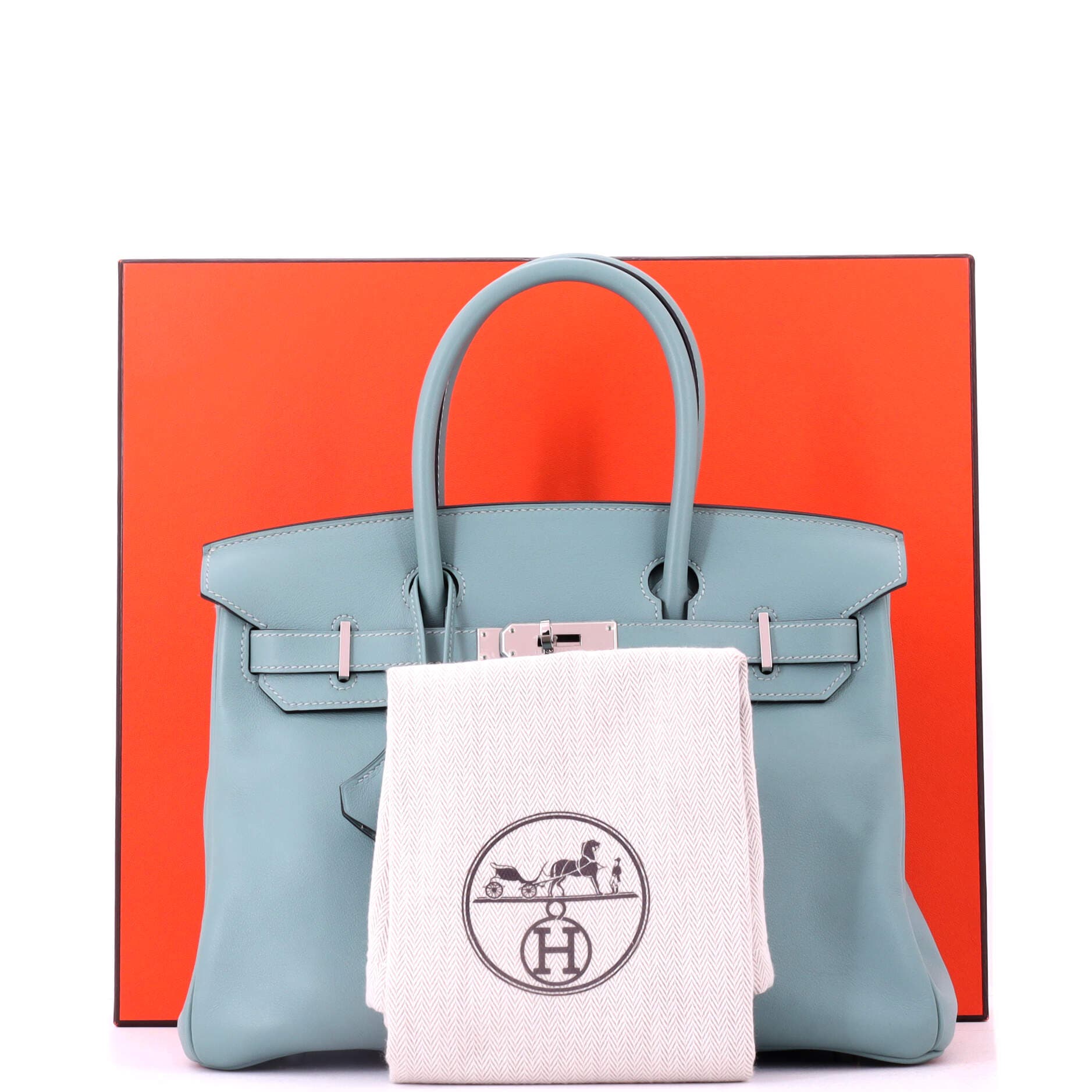 Pre-Owned Hermes Birkin Handbag Blue Swift with Palladium Hardware 30, Alternate, color, Ciel