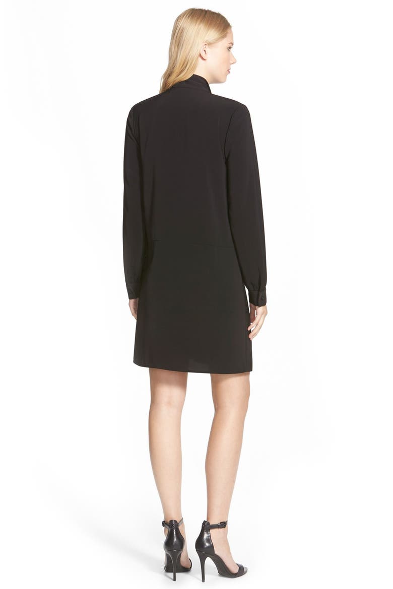 Tie Neck Shift Dress, Alternate, color, BLACK