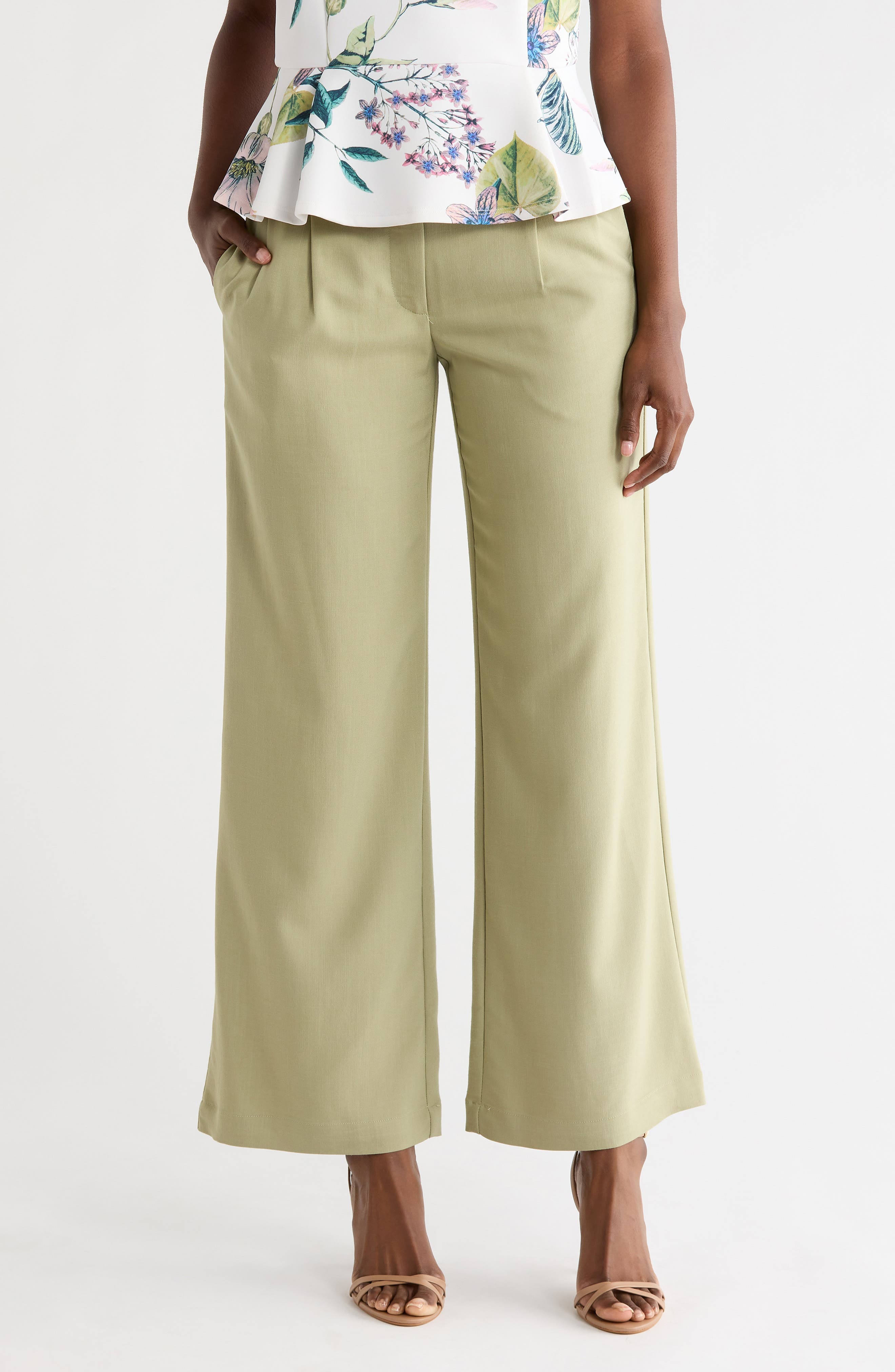 Pleated Front Wide Leg Pants - image 3
