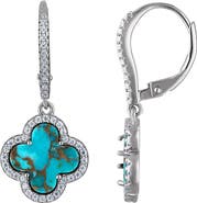 FZN Sterling Silver Quatrefoil Drop Earrings