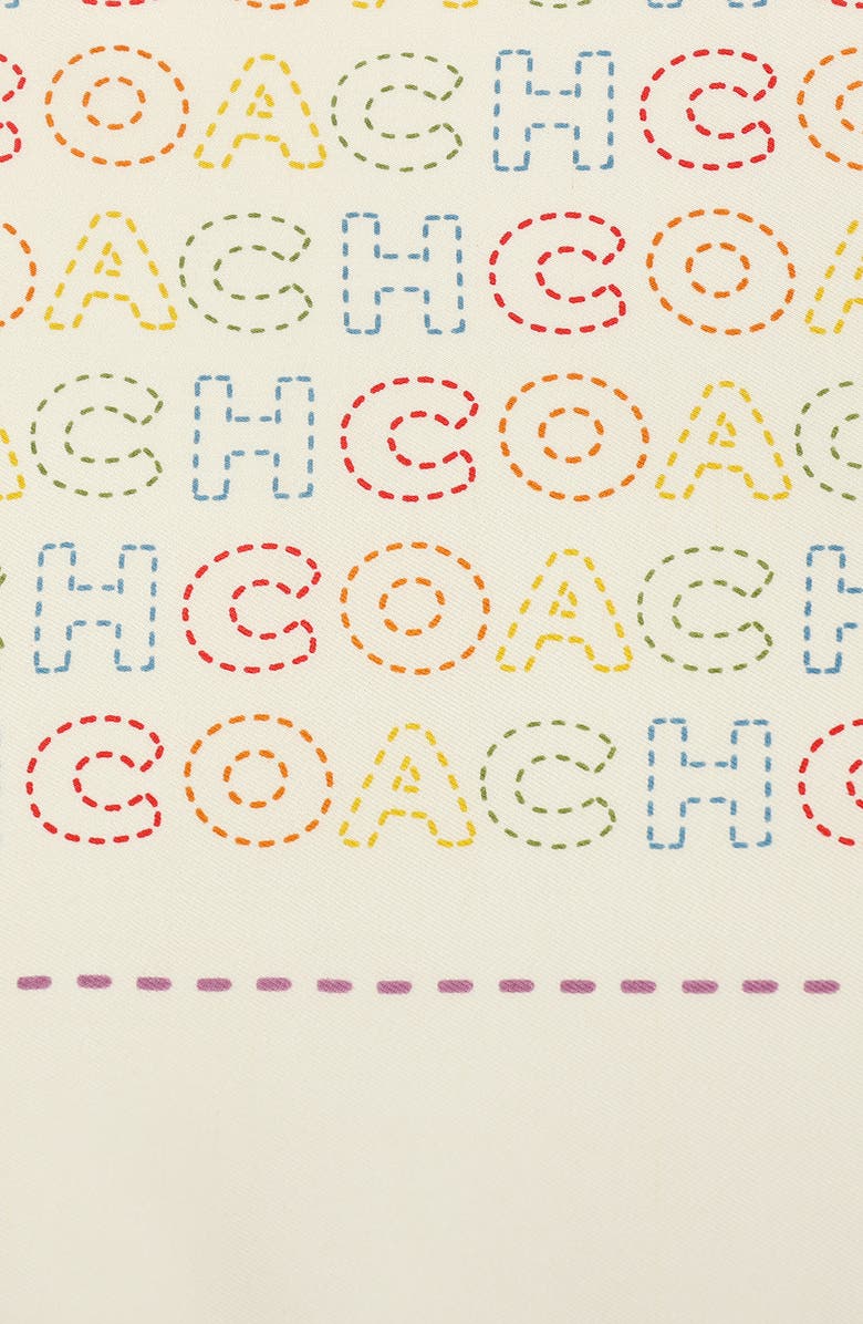 COACH Stitch Print Square Silk Bandana, Alternate, color, Chalk Multi