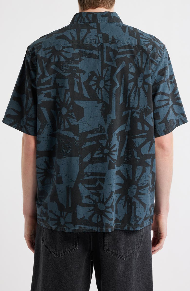 Rip Curl Liquid Trips Mason Short Sleeve Button-Up Shirt, Alternate, color, Washed Black