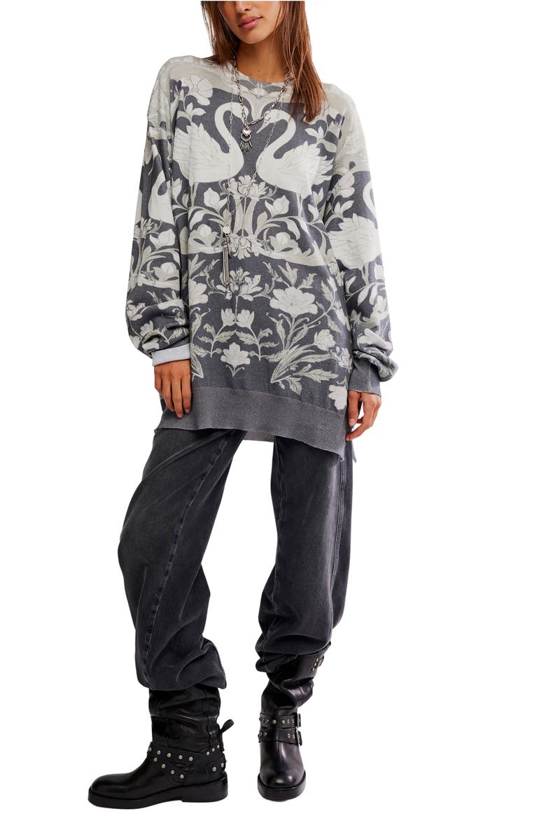 Free People Nouvelle Oversize Sweater, Alternate, color, Washed Black Combo