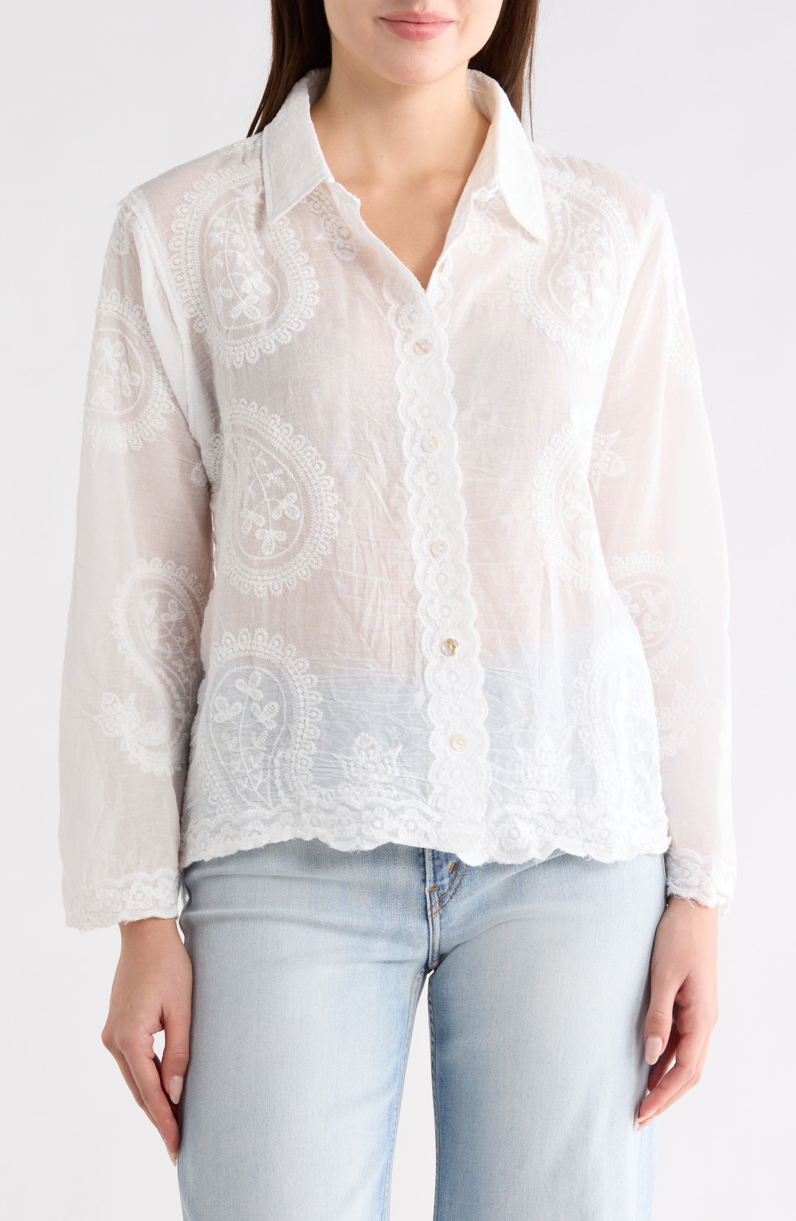 Forgotten Grace Embroidered Button-Up Shirt