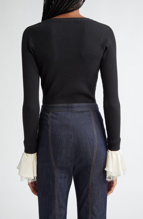Cinq À Sept Bernadette Mixed Media Long Sleeve Sweater