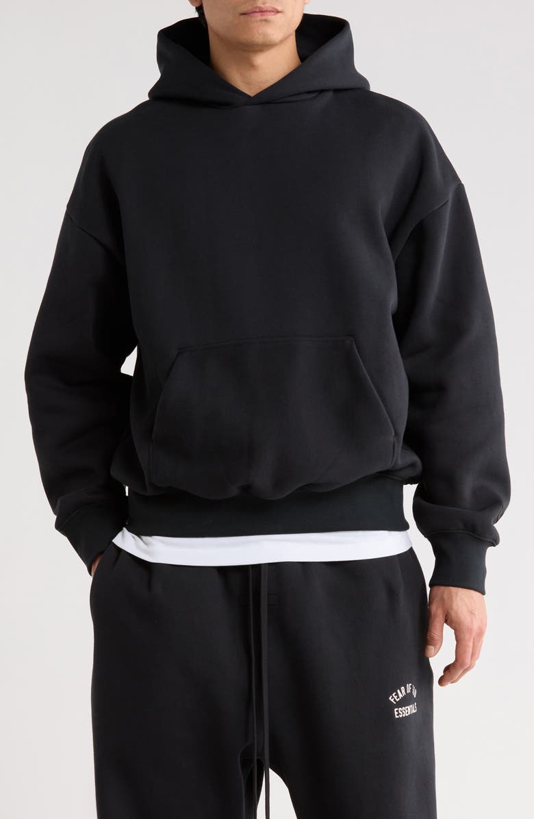 Fear of God Essentials Classic Fleece Hoodie, Main, color, Vintage Black/ White