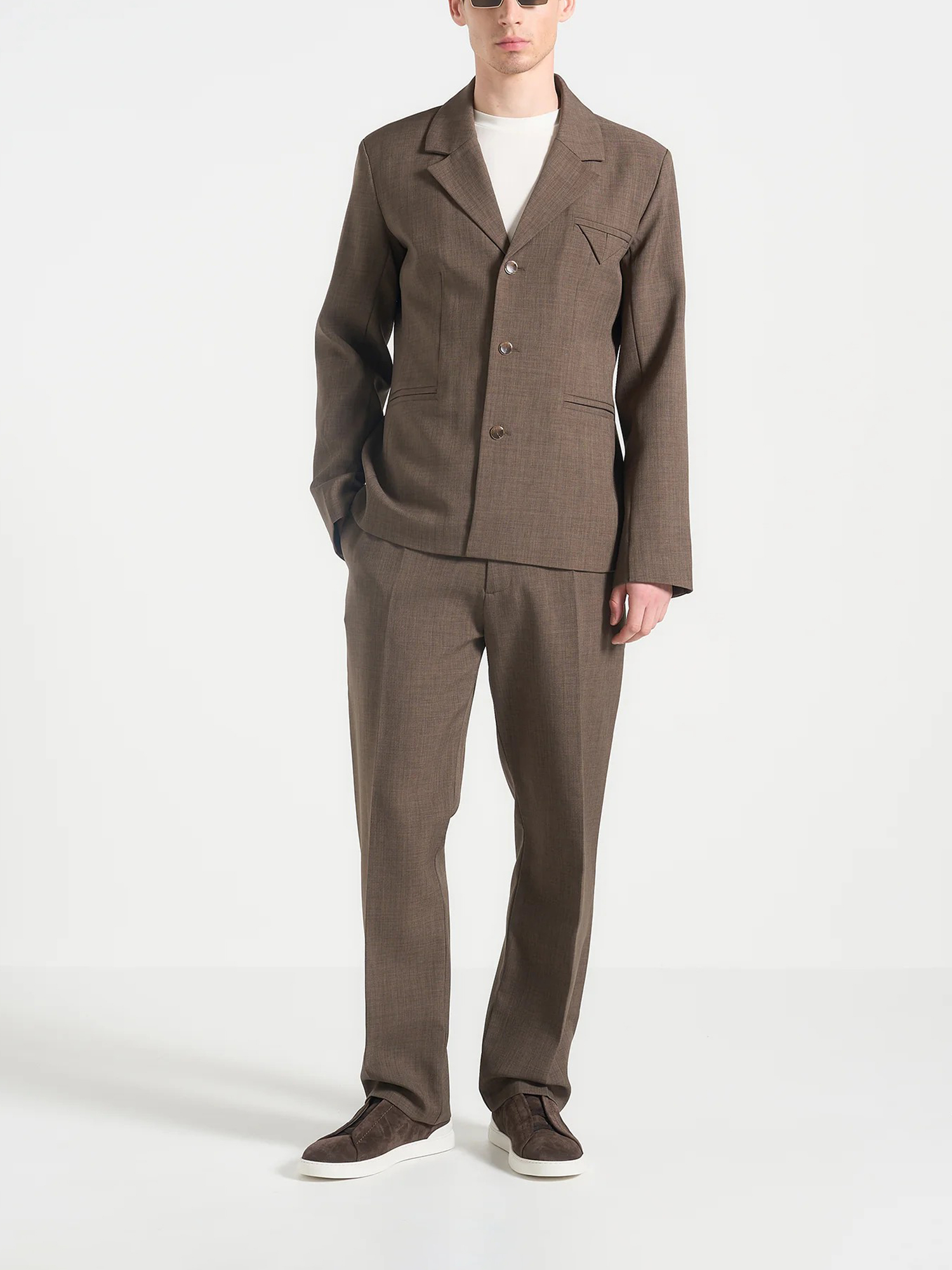 Bastien Single Breasted Hatched Tailored Suit Jacket - image 2