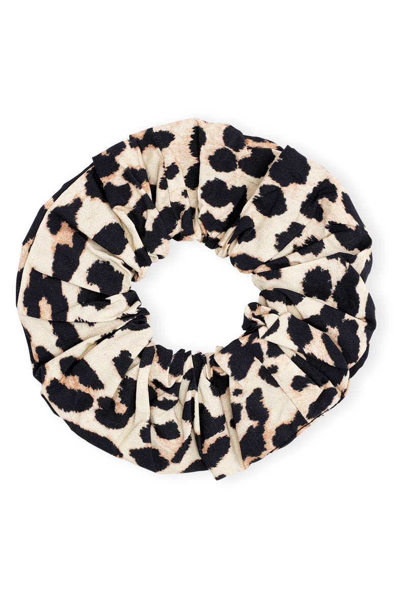 Print Organic Cotton Poplin Scrunchie, Main, color, LEOPARD