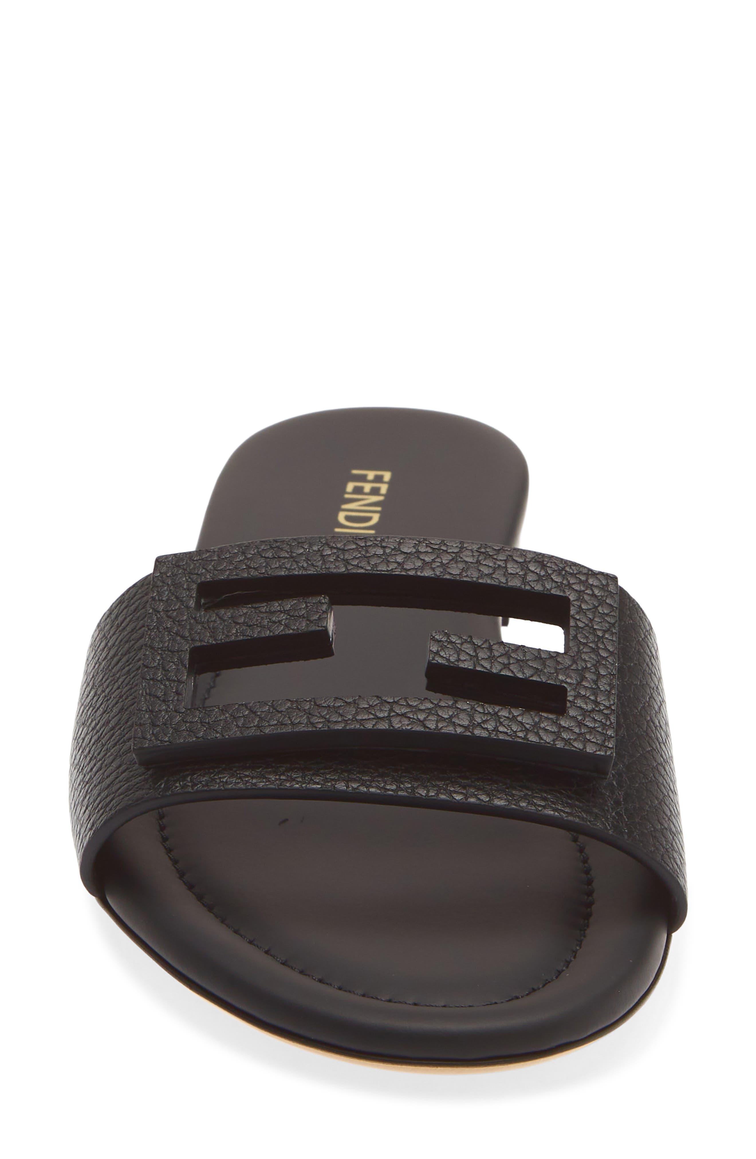 Baguette Leather Slide Sandal, Alternate, color, NERO BLACK