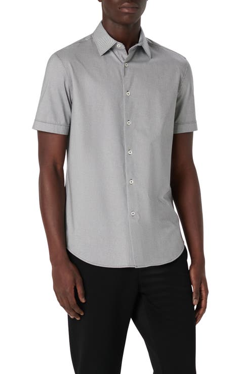 Miles OoohCotton® Pinstripe Short Sleeve Button-Up Shirt