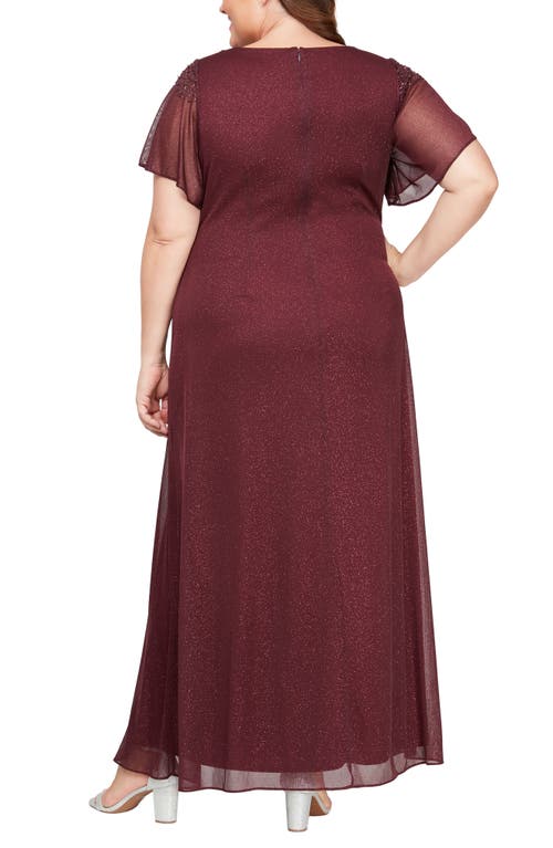 Shop Sl Fashions Flutter Sleeve Metallic Gown