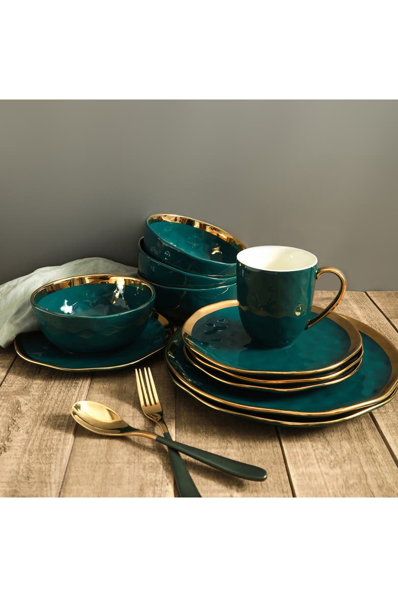Florian Porcelain 32-Piece Dinnerware Set, Alternate, color, Green