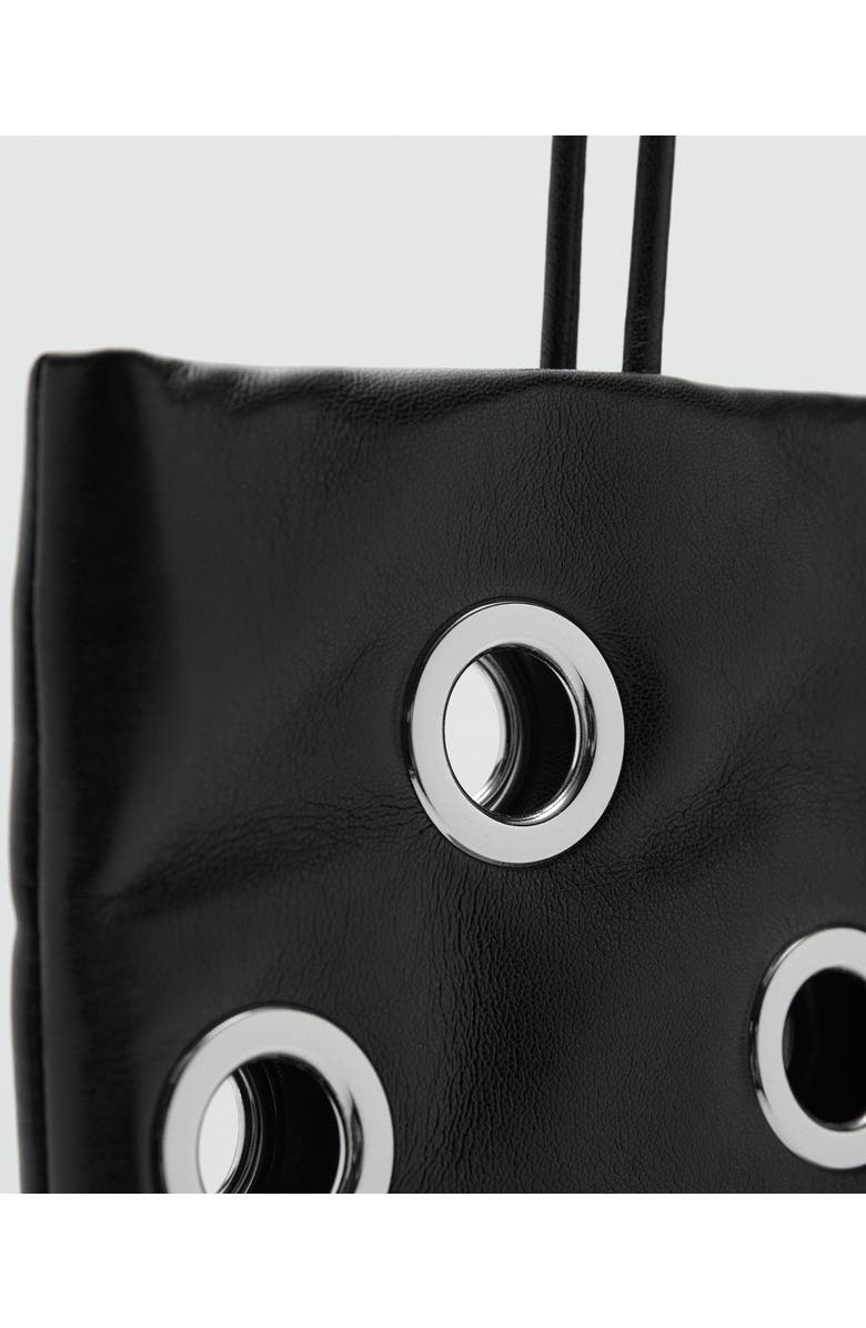 MANGO Eyelet Faux Leather Shoulder Bag, Alternate, color, Black