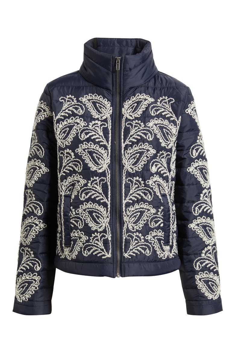 Embroidered Puffer Jacket, Alternate, color, INDIGO MULTI