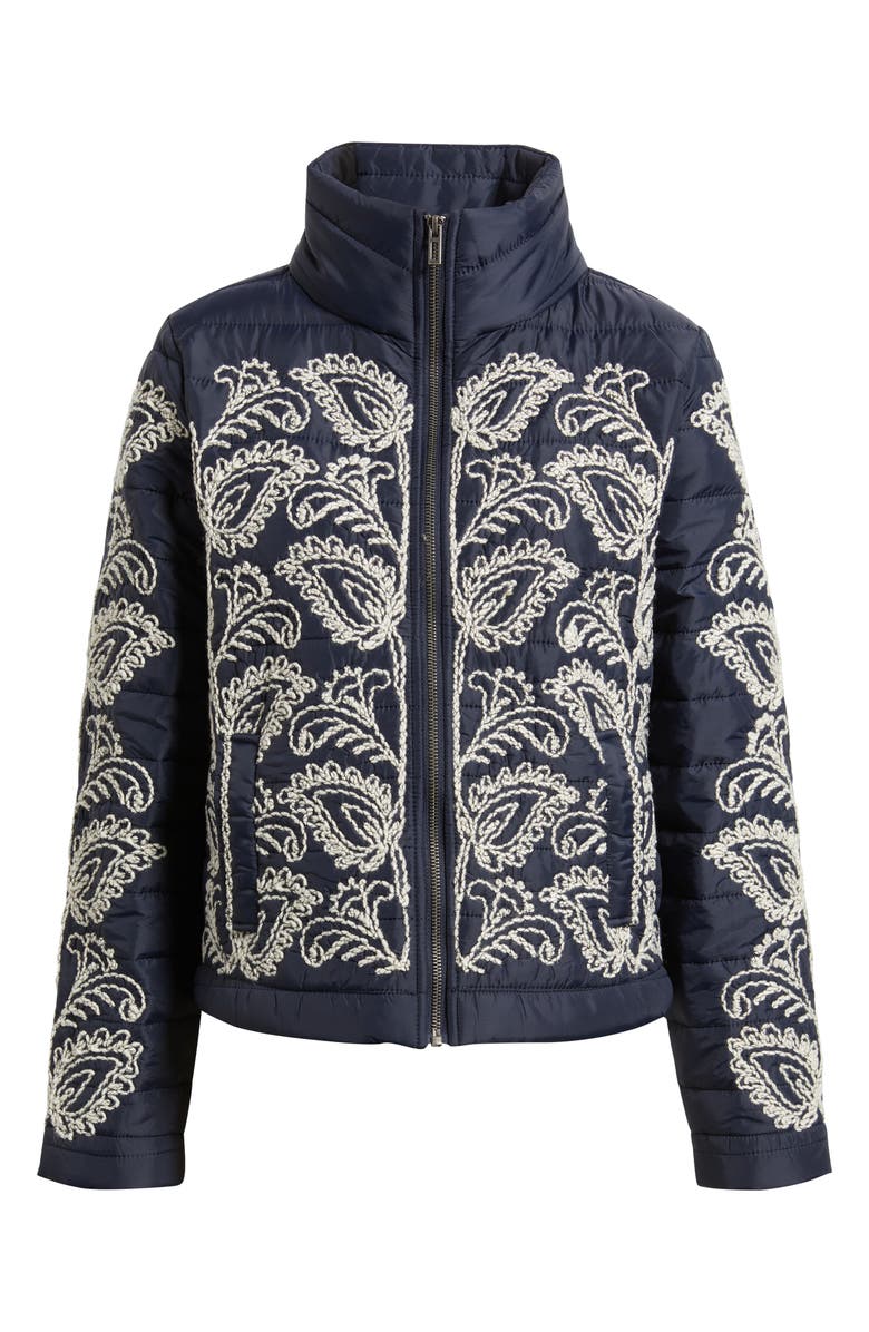 NIC+ZOE Embroidered Puffer Jacket, Alternate, color, Indigo Multi