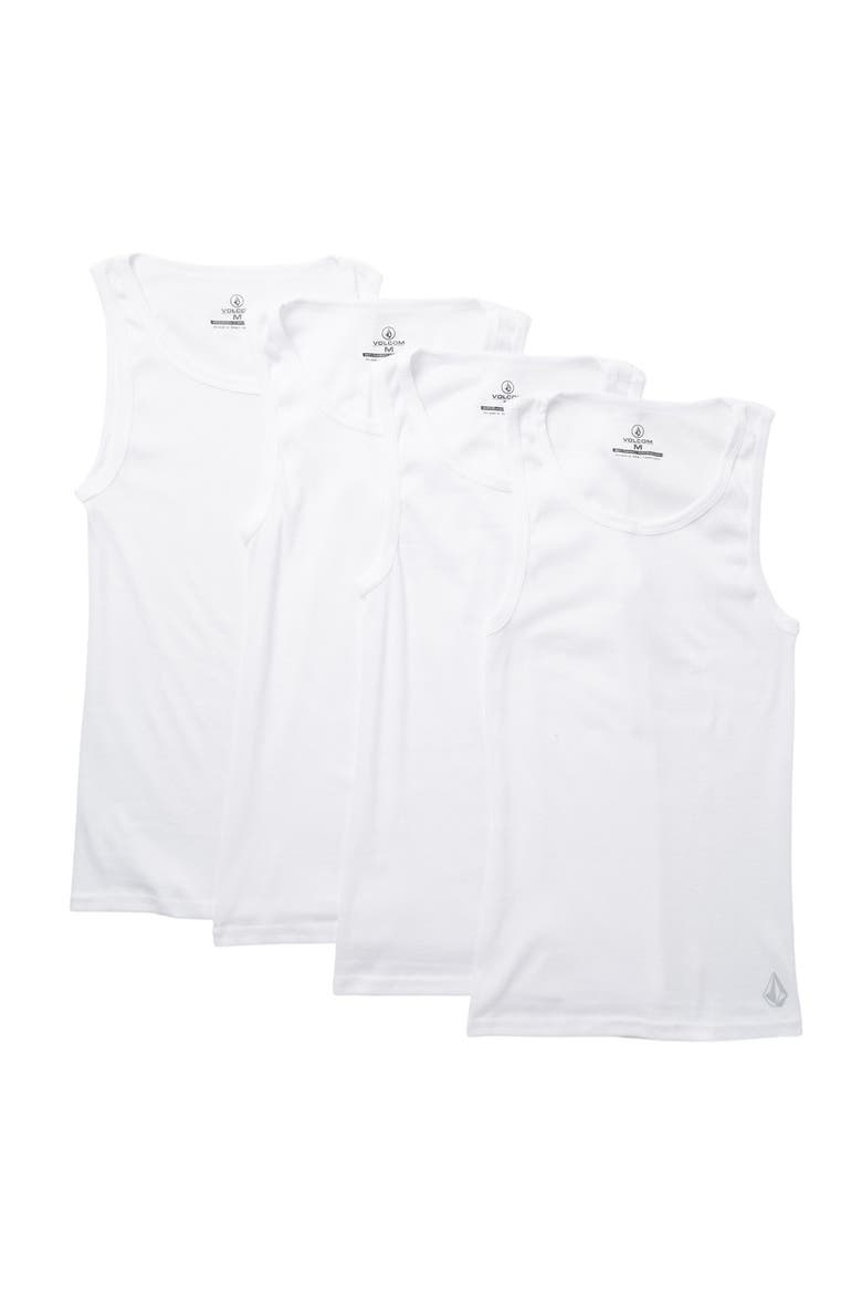Solid Rib Knit Tank Tops - Pack of 4, Main, color, WHITE