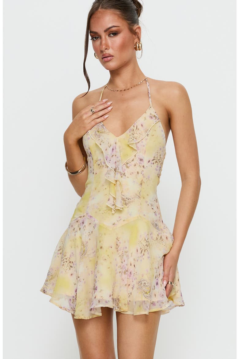 Hey Blondie Ruffle Halter Minidress, Alternate, color, MULTI FLORAL