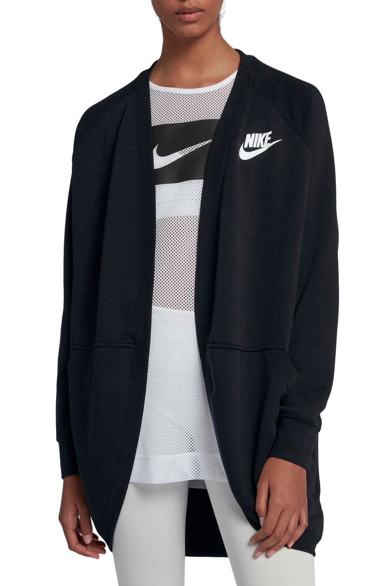 Sportswear Rally Cardigan, Main, color, BLACK/ BLACK/ WHITE