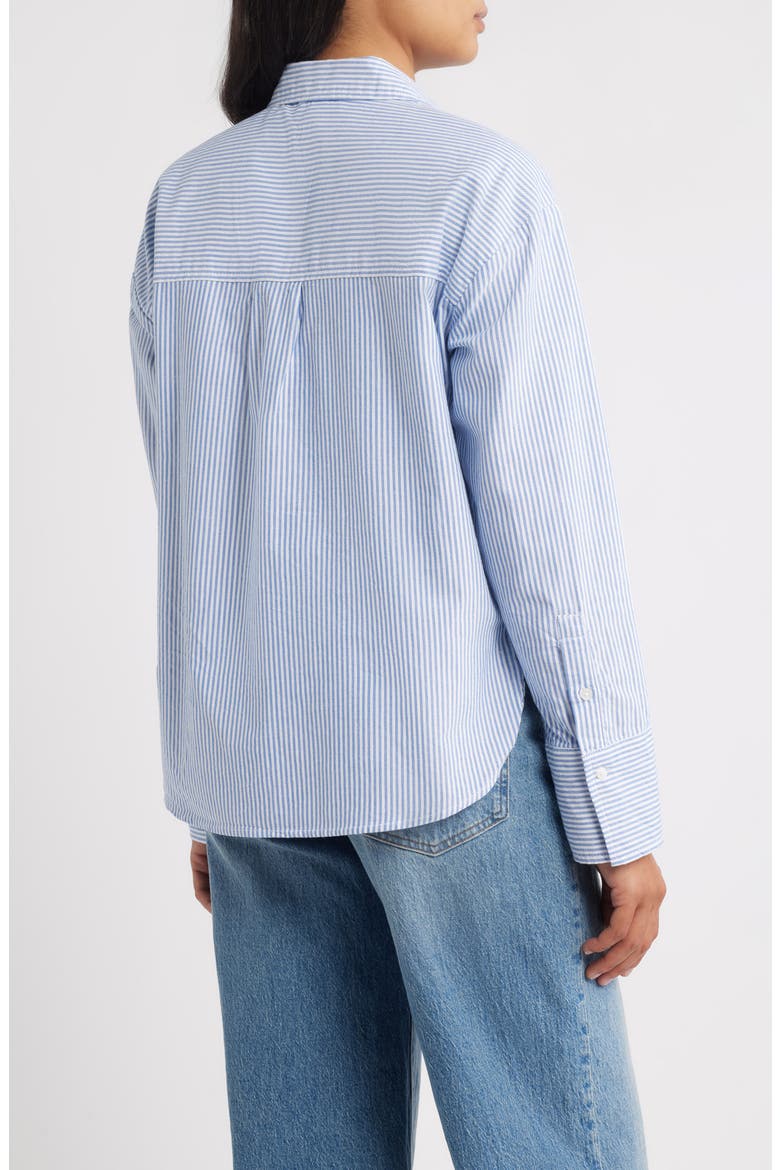 Everly Stripe Cotton Button-Up Shirt, Alternate, color, BAY BLUE
