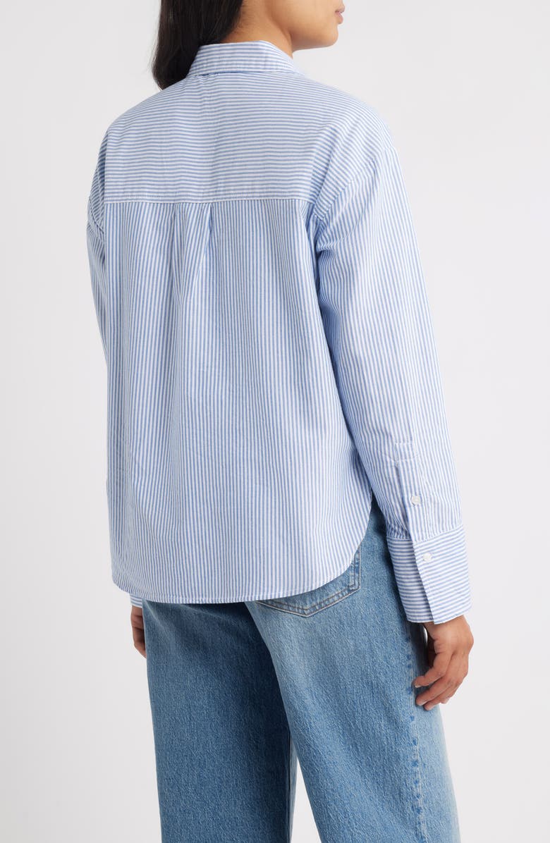 beachlunchlounge Everly Stripe Cotton Button-Up Shirt, Alternate, color, Bay Blue
