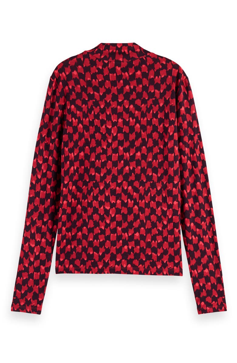 Scotch & Soda Ikat Checkerboard Mock Neck Top, Alternate, color, Ikat Checkerboard Pink