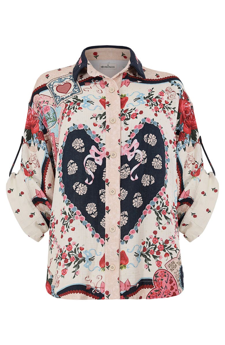 Agua Bendita Chrissy Cherish Cover-Up Shirt, Alternate, color, White