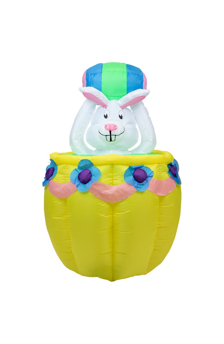 Northlight Lighted and Animated Inflatable Easter Bunny Basket Outdoor Decoration - 5.5' -, Alternate, color, Green