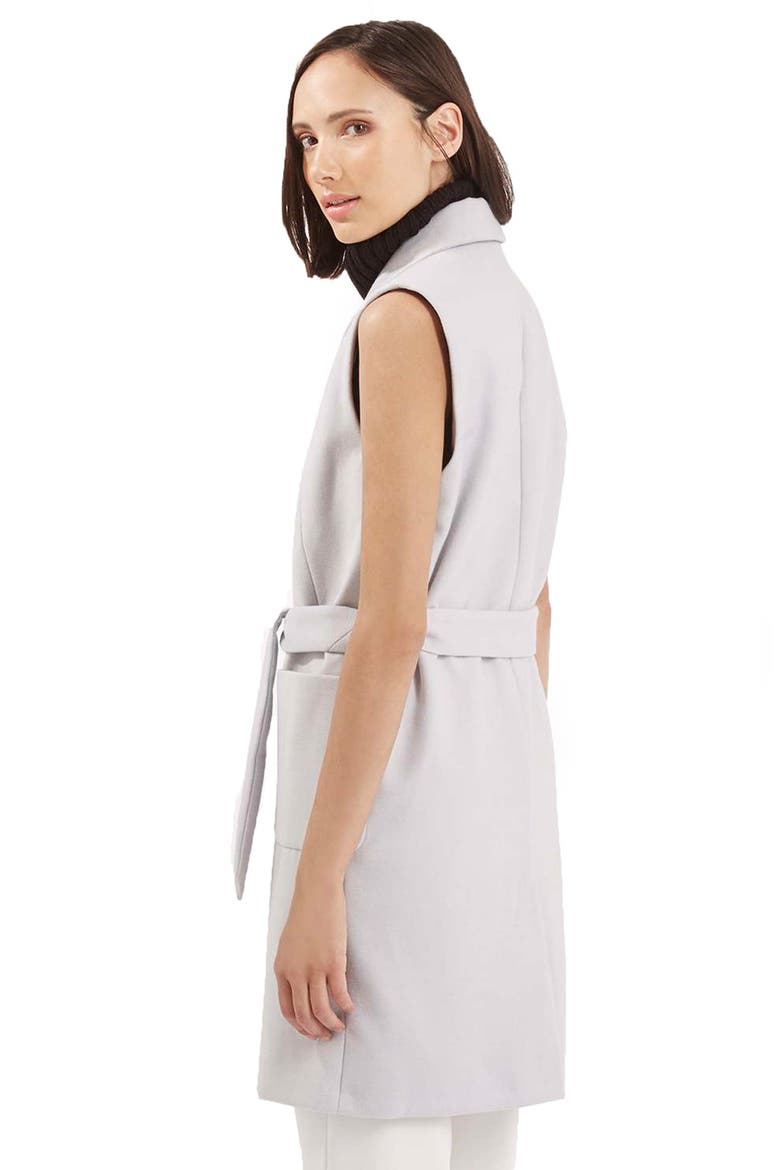 Sleeveless Belted Coat, Alternate, color, LIGHT GREY