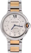 Pre-Owned Cartier Ballon Bleu de Cartier Automatic Watch Stainless Steel and Rose Gold with Diamond Markers 36