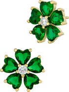 SAVVY CIE JEWELS 18K Gold Plated Cubic Zirconia Flower Stud Earrings