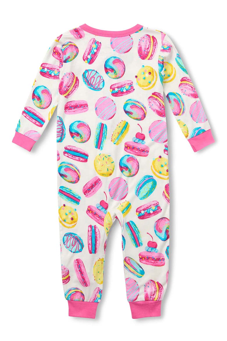 Macaron Fitted One-Piece Pajamas, Alternate, color, WHITE