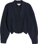 Treasure & Bond Chevron Hem Cable Cardigan
