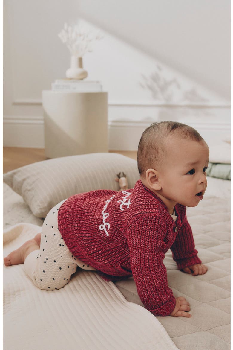 Kids' My 1st Christmas Cardigan, Alternate, color, RED