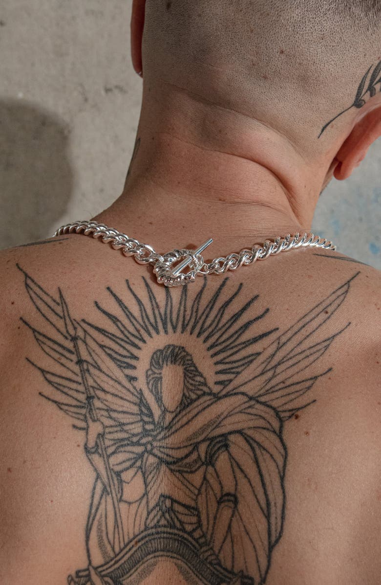 YOJ Cora Curb Chain Necklace In Silver, Alternate, color, Silver