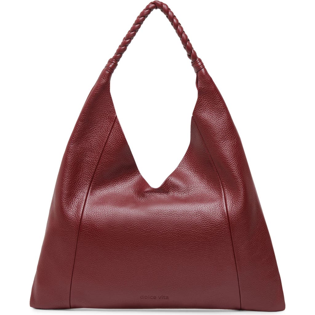 Dolce Vita Mia Leather Tote In Burgundy