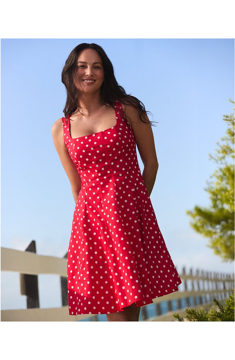 Lands' End Princess Seam Poplin Above the Knee Dress, Alternate, color, Compass Red Dot