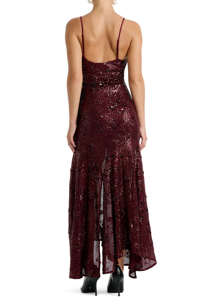 Sorrel Sequin Sleeveless Gown, Alternate, color, BURGUNDY