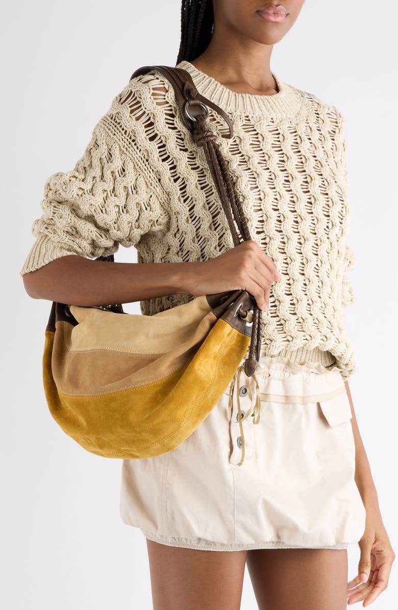 Isabel Marant Medium Maia Colorblock Suede Shoulder Bag, Alternate, color, Multicolor Khaki