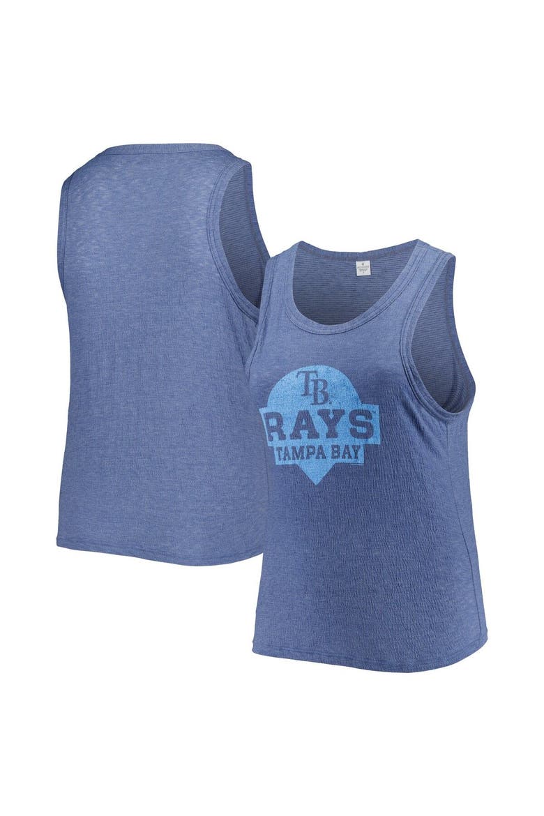 Women's Soft as a Grape Navy Tampa Bay Rays Plus Size High Neck Tri-Blend Tank Top, Main, color, Navy