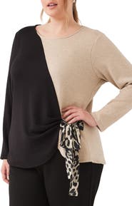 Karen Kane Colorblock Satin Bow Top